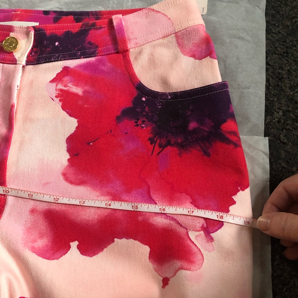 NWT Celine Pink Floral Stretch Denim Trousers 10 - Picture 8 of 15